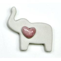 Calamita Elefante in Porcellana con Cuoricino Rosa