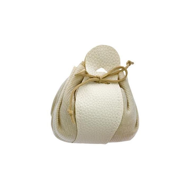 Sacchetto Tessuto e Pelle Beige 8x10 | Carin Casa