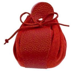 Sacchetto in Tessuto e Pelle con Cotone Rosso 8 x 10 cm