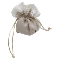 Sacchetto Piccolo con Bordo Lavorato Beige 8,5 x 14 cm