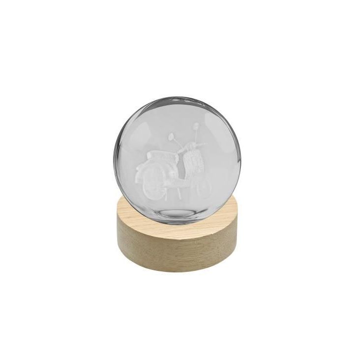 Lumetto a Sfera Vespa con Base in Legno | Carin Casa