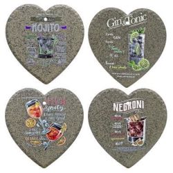 Sottopentola in Pietra a Forma di Cuore 18 x 18,3 cm (4 Soggetti Assortiti)