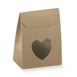 Sacchetto con Finestra a Forma di Cuore Avana 6 x 3,5 x 8 cm