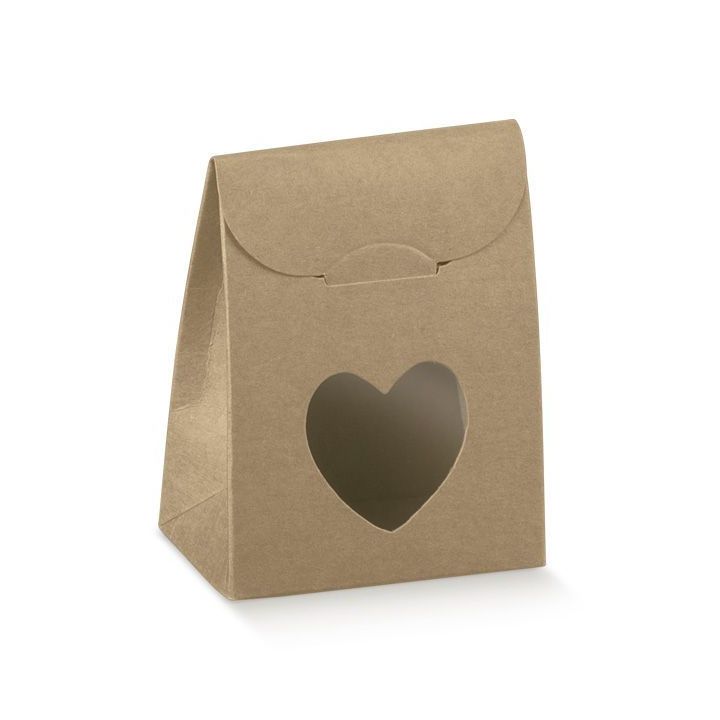 Sacchetto con Finestra a Forma di Cuore Avana 6 x | Carin Casa
