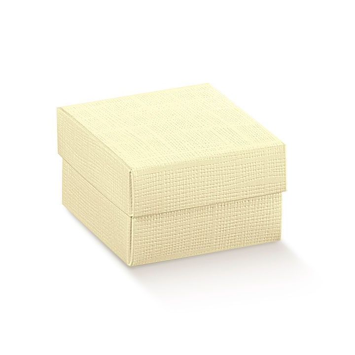 Scatola Fondo e Coperchio Seta Avorio 18 x 18 x 4 cm | Carin Casa