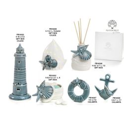 Calamita ancora in porcellana azzurra con conchiglia 8,7 cm