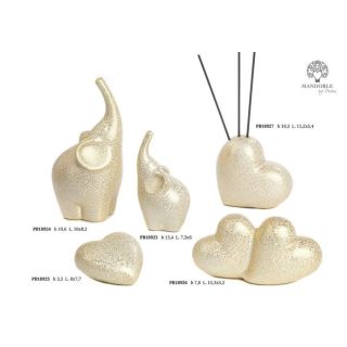 Cuore decorativo in porcellana dorata 8 cm
