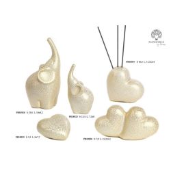 Cuore decorativo in porcellana dorata 8 cm