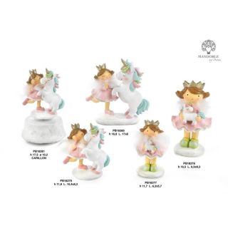 Principessa con unicorno in resina 11,7 cm