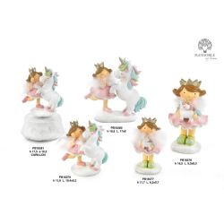 Principessa con unicorno in resina 16,5 cm