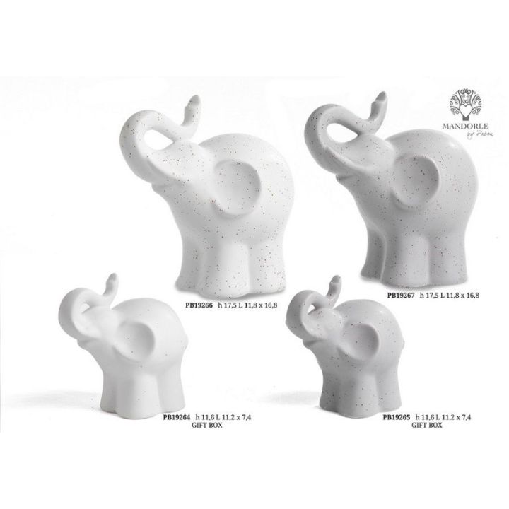 Elefante stilizzato grigio in porcellana 17,5 cm