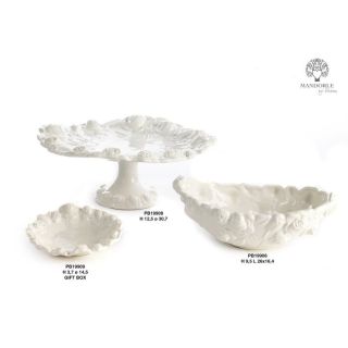 Piattino con rose in ceramica bianca 14,5 cm