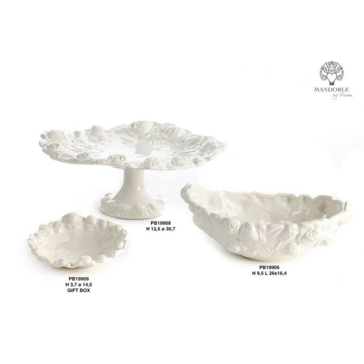 Piattino con rose in ceramica bianca 14,5 cm