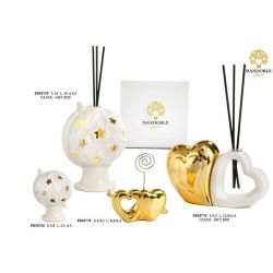 Mappamondo con stelle dorate in porcellana 6,8 cm