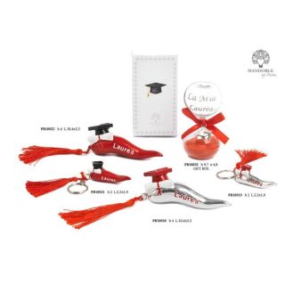 Cornetto portafortuna rosso Laurea con tocco e nappa in resina 10,4 cm