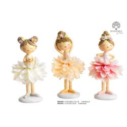 Ballerina con vestito a fiore in resina e stoffa 20,6 cm, 3 modelli assortiti