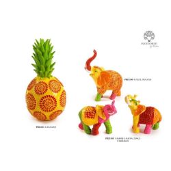 Elefante stilizzato multicolore in resina 13,5 cm
