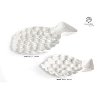 Piattino a forma di pesce in ceramica bianca 18,3 cm