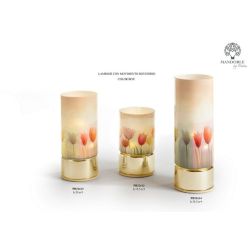 Lampada con movimento rotatorio decoro tulipani e base oro 15,5 cm