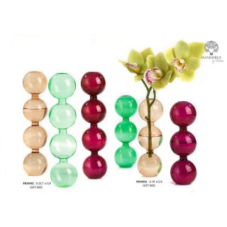 Vaso a 4 sfere in vetro colorato 25,7 cm, colori assortiti