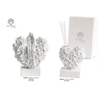 Diffusore per ambiente a cuore di fiori in porcellana bianca 11,2 cm