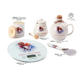 Bilancia da cucina digitale in vetro con cuore e scritta "Felice è chi sa amare" 20 cm