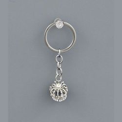 Portachiavi con corona tonda argento