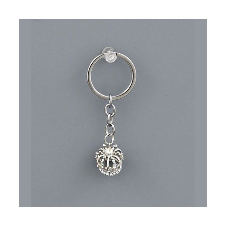 Portachiavi con corona tonda argento