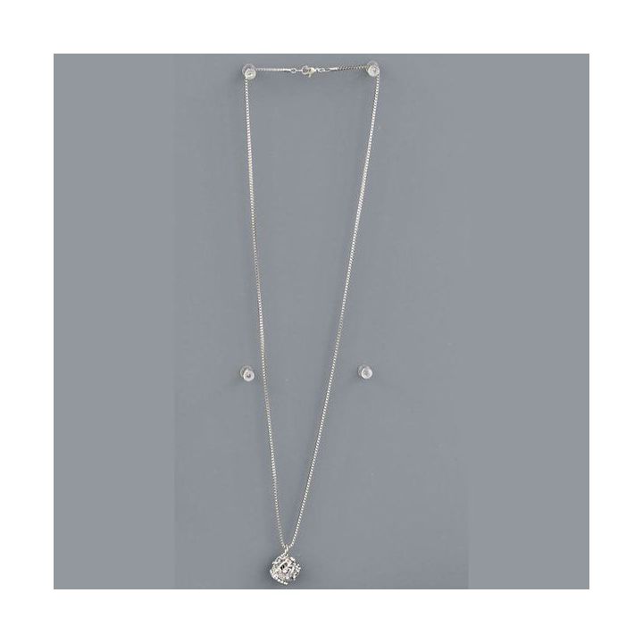 Collana con ciondolo corona tonda argento