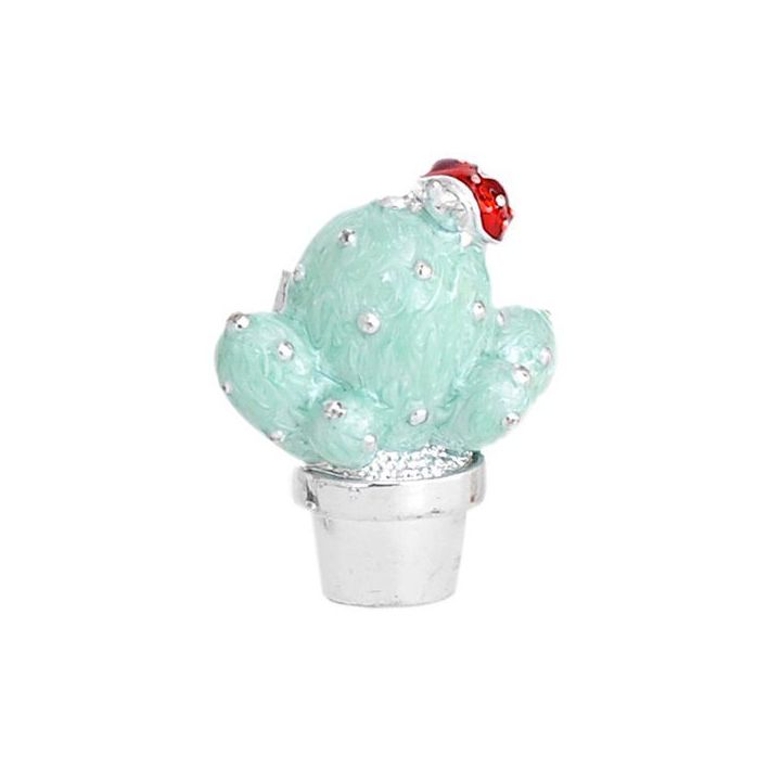 Magnete cactus verde tiffany con fiore rosso