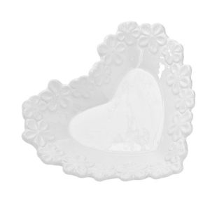 Piatto a cuore bianco con bordo a fiori