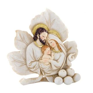 Icona sacra famiglia su foglia in resina grande