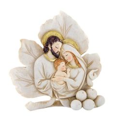 Icona sacra famiglia su foglia in resina grande
