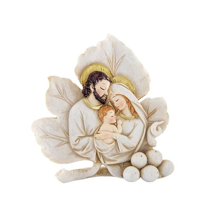 Icona sacra famiglia su foglia in resina grande