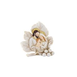 Icona sacra famiglia su foglia in resina piccola
