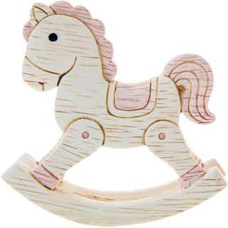 Cavallo a dondolo rosa effetto legno