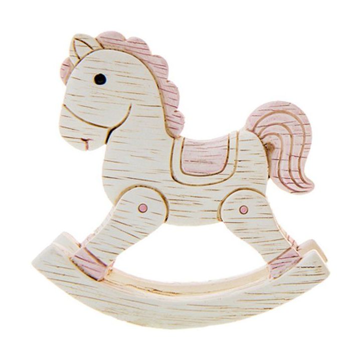 Cavallo a dondolo rosa effetto legno