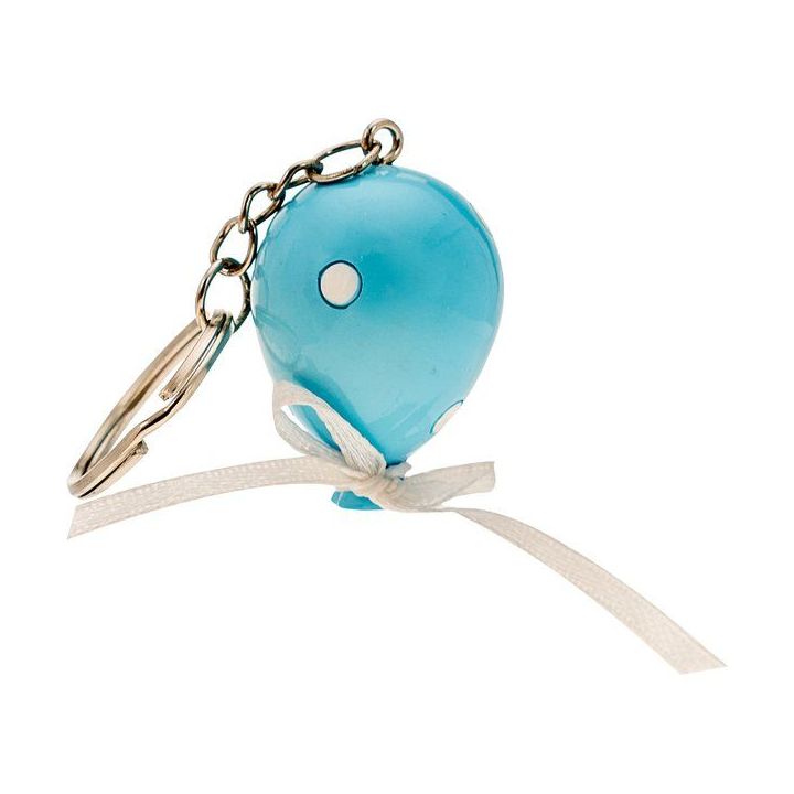 Portachiavi palloncino celeste a pois con nastrino