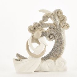 Coppia di sposi stilizzati con albero e luna glitter