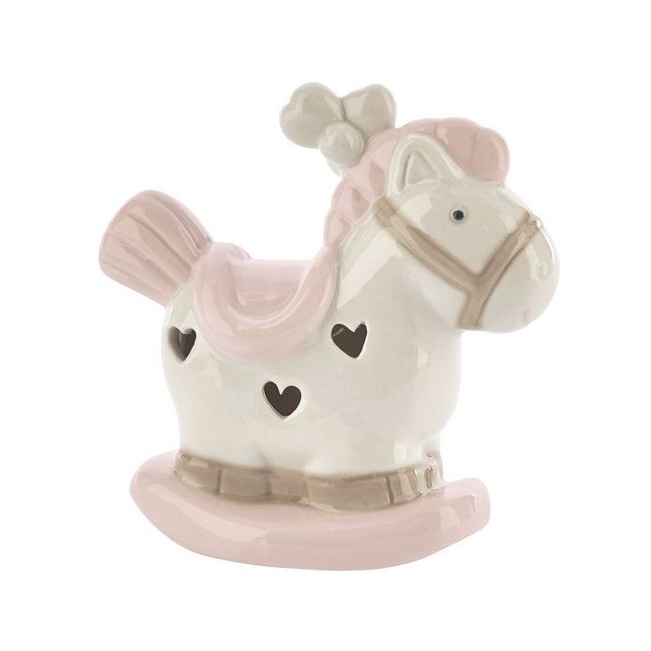 Cavalluccio a dondolo rosa con luce LED