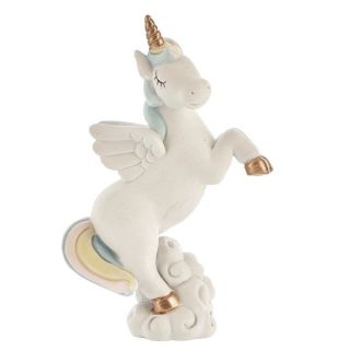 Unicorno alato su nuvola con arcobaleno, altezza 12 cm