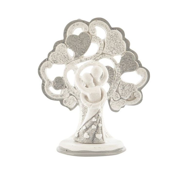 Coppia di sposi stilizzati con albero di cuori glitter