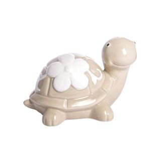 Tartaruga tortora in ceramica con fiore bianco, misura media