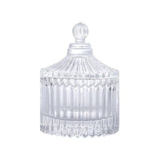 Barattolo in vetro rigato con coperchio, altezza 7 cm