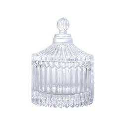 Barattolo in vetro rigato con coperchio, altezza 7 cm