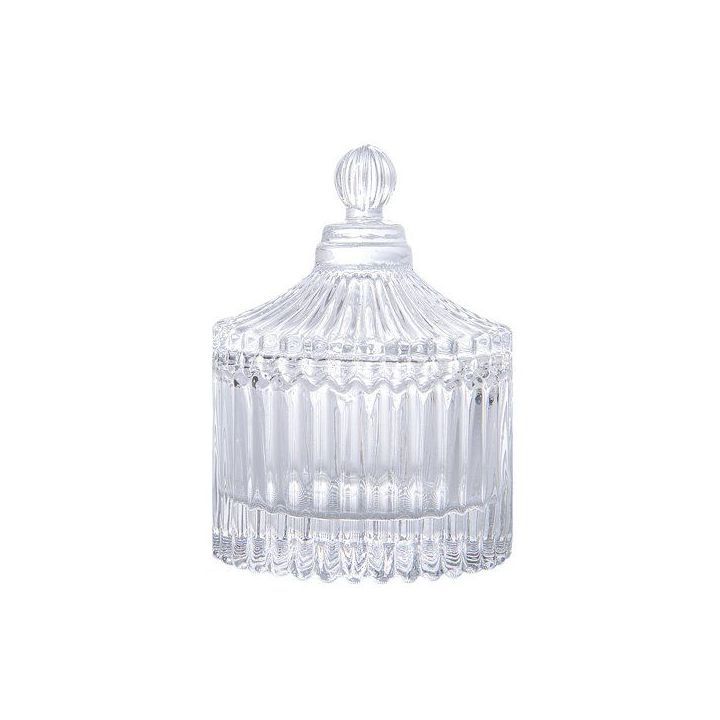 Barattolo in vetro rigato con coperchio, altezza 7 cm