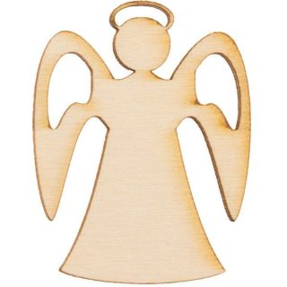 Applicazione in legno a forma di angelo con aureola, 4 cm