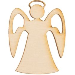 Applicazione in legno a forma di angelo con aureola, 4 cm