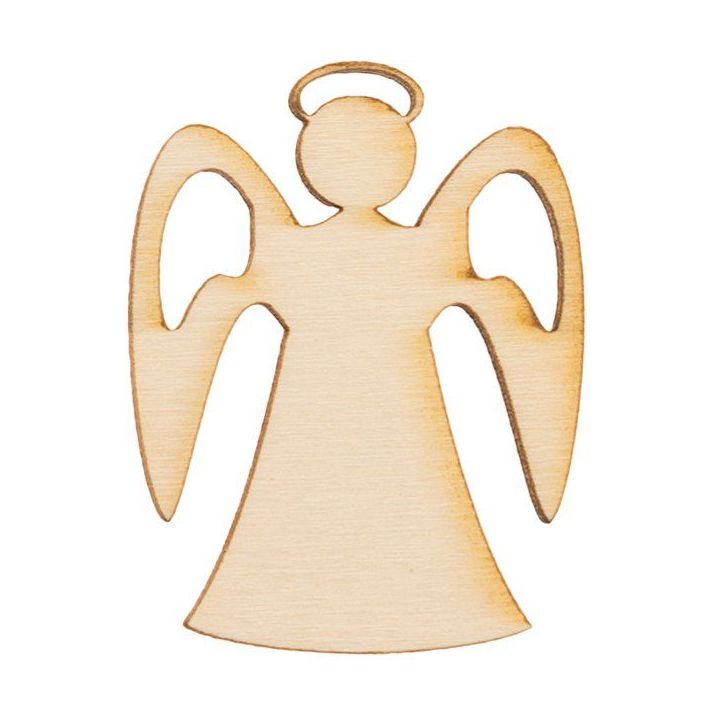 Applicazione in legno a forma di angelo con aureola, 4 cm