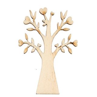 Applicazione albero della vita in legno con cuori, 7 cm